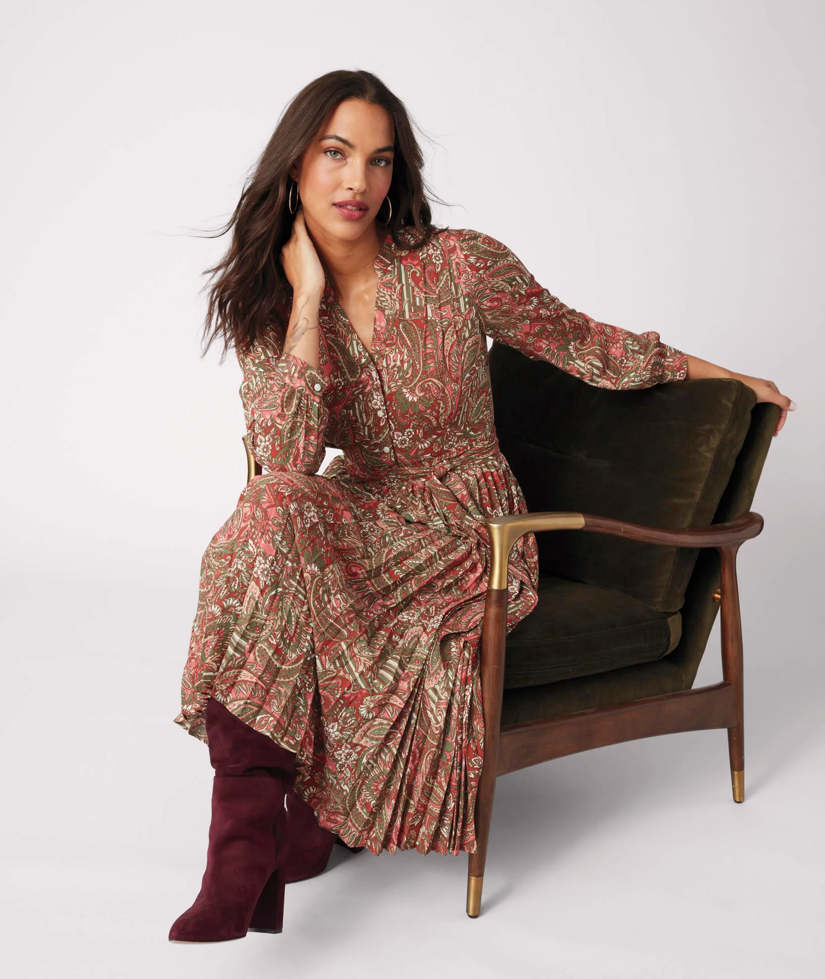 Pleated Midi Arabella Dress - Image 3