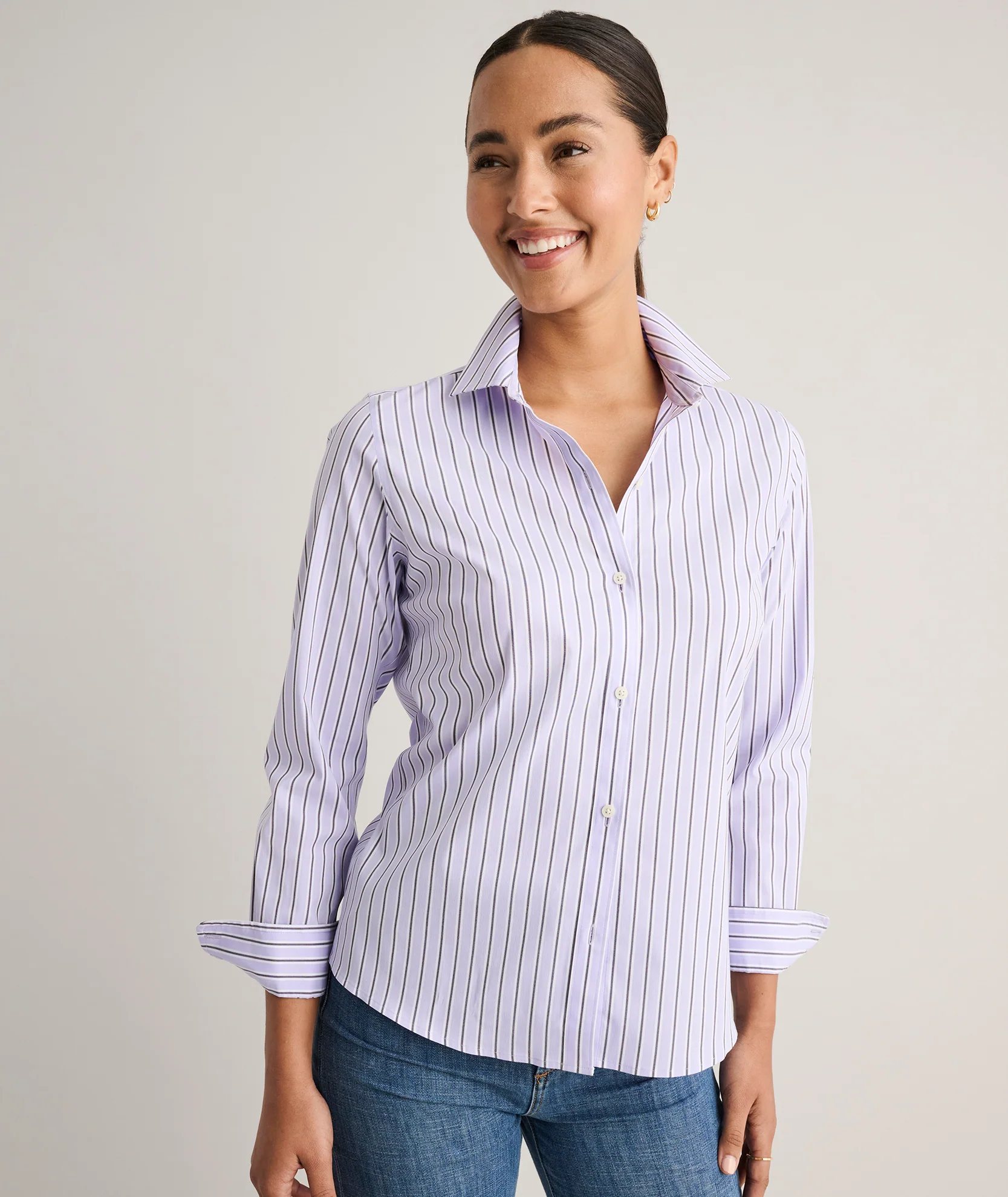 Wrinkle-Free Stretch Cotton Bella Shirt - Image 3