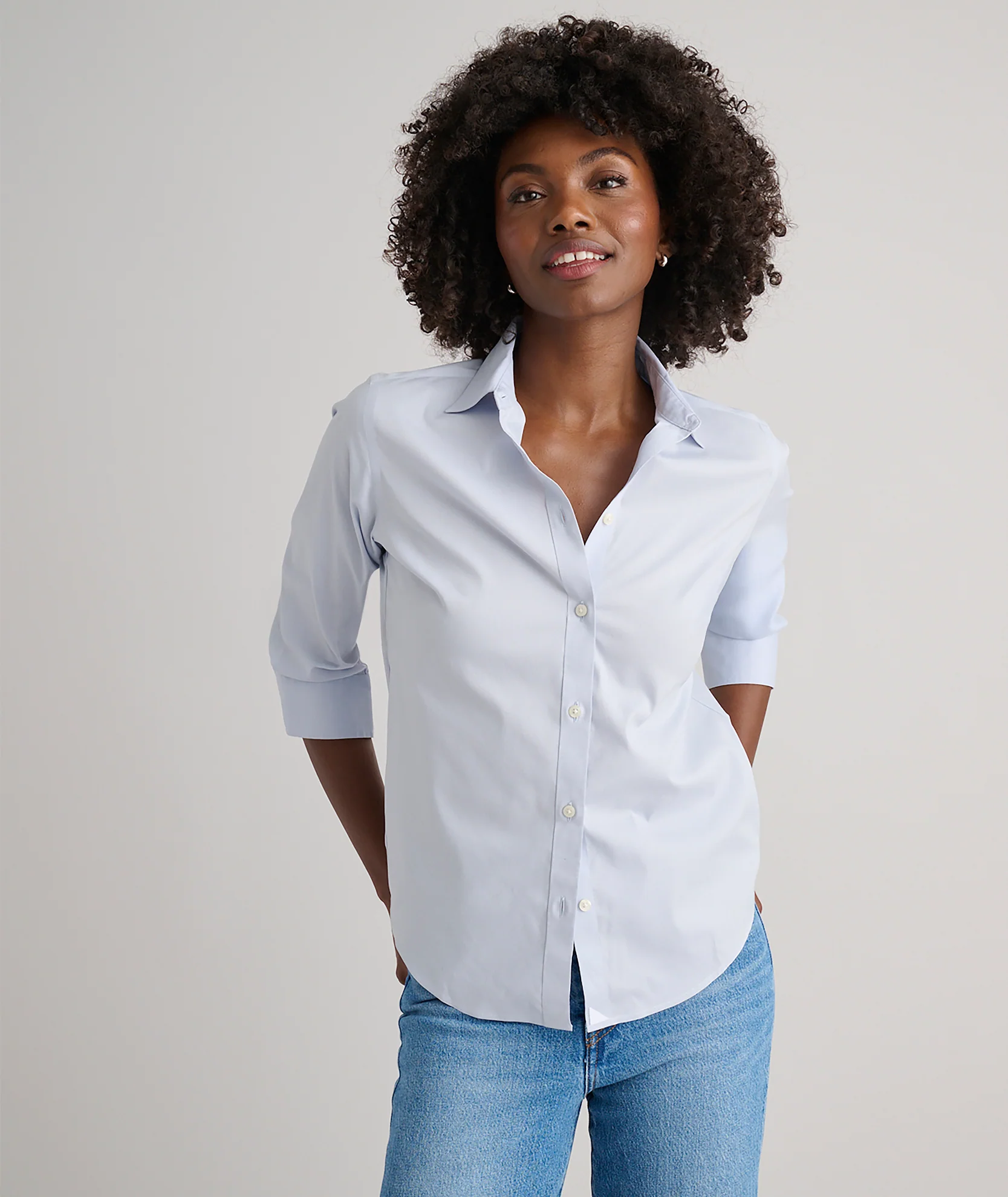 Wrinkle-Free Stretch Cotton Bella Shirt - Image 3
