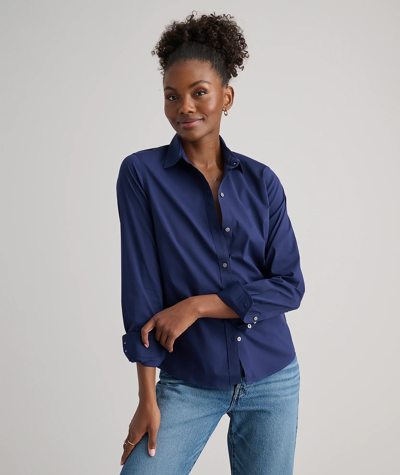 Wrinkle-Free Stretch Cotton Bella Shirt - Image 3