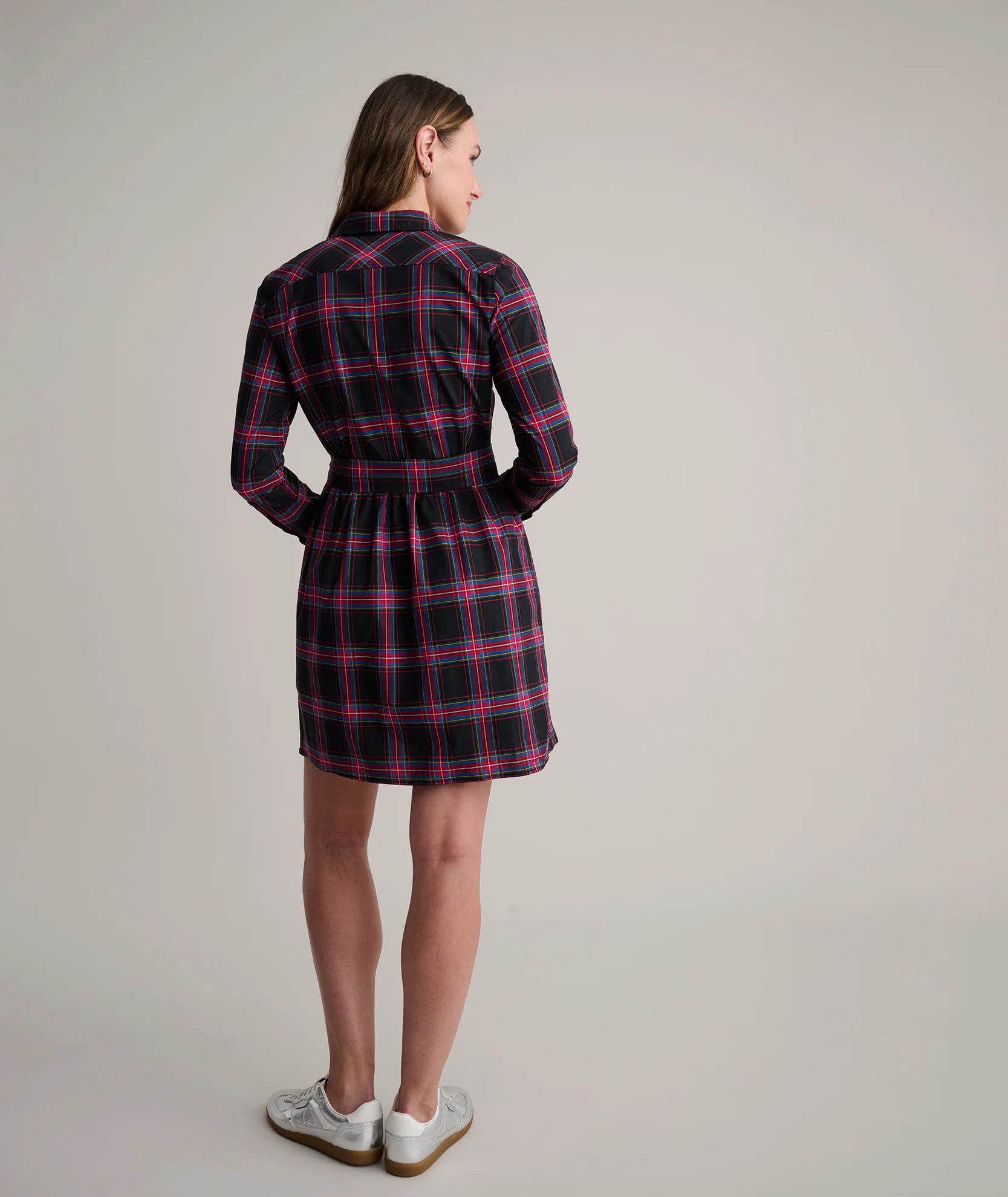 Stretch Cotton Stewart Plaid Cassie Shirt Dress - Image 5