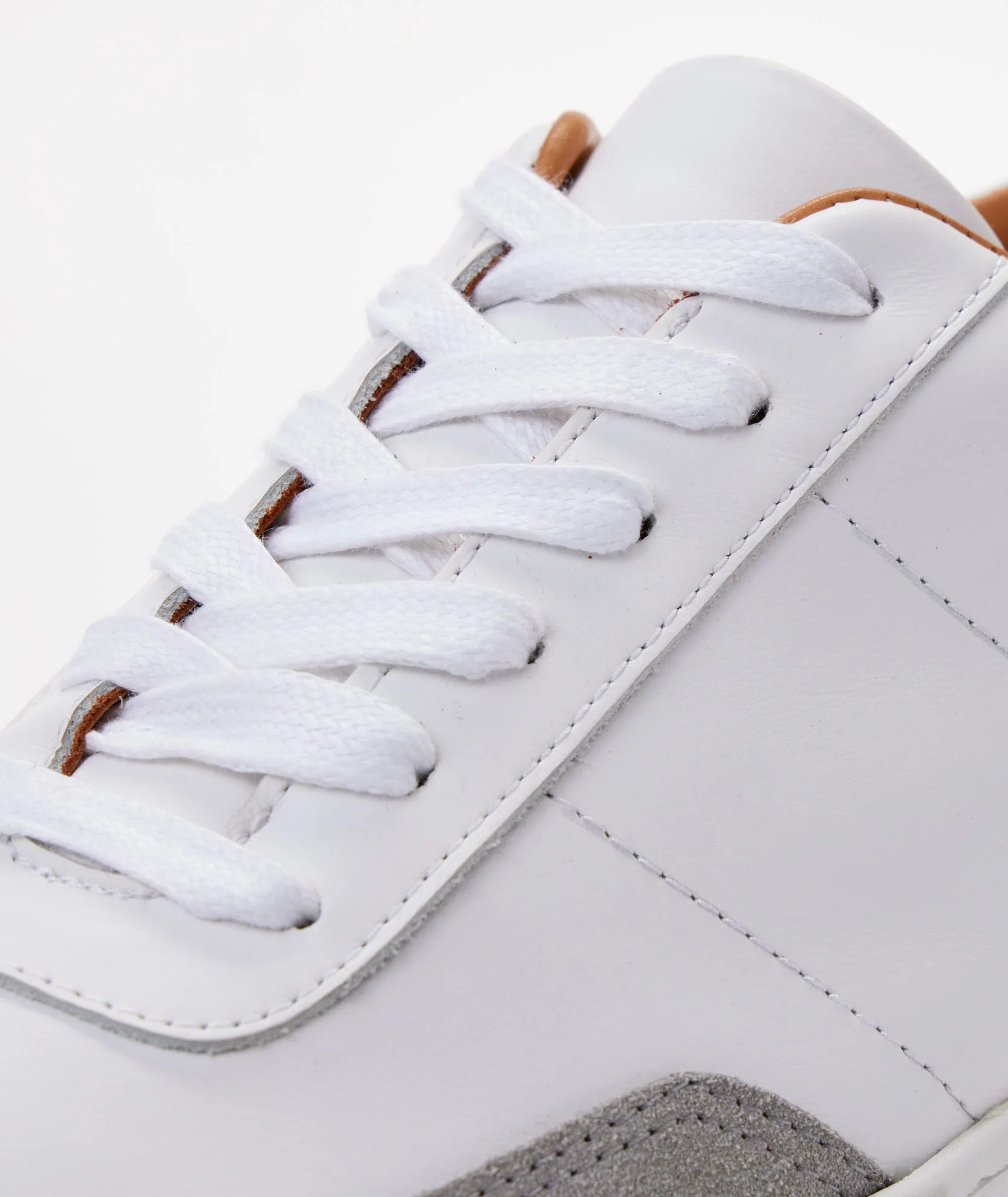 Contrast Leather Lace-Up Sneakers - Image 2