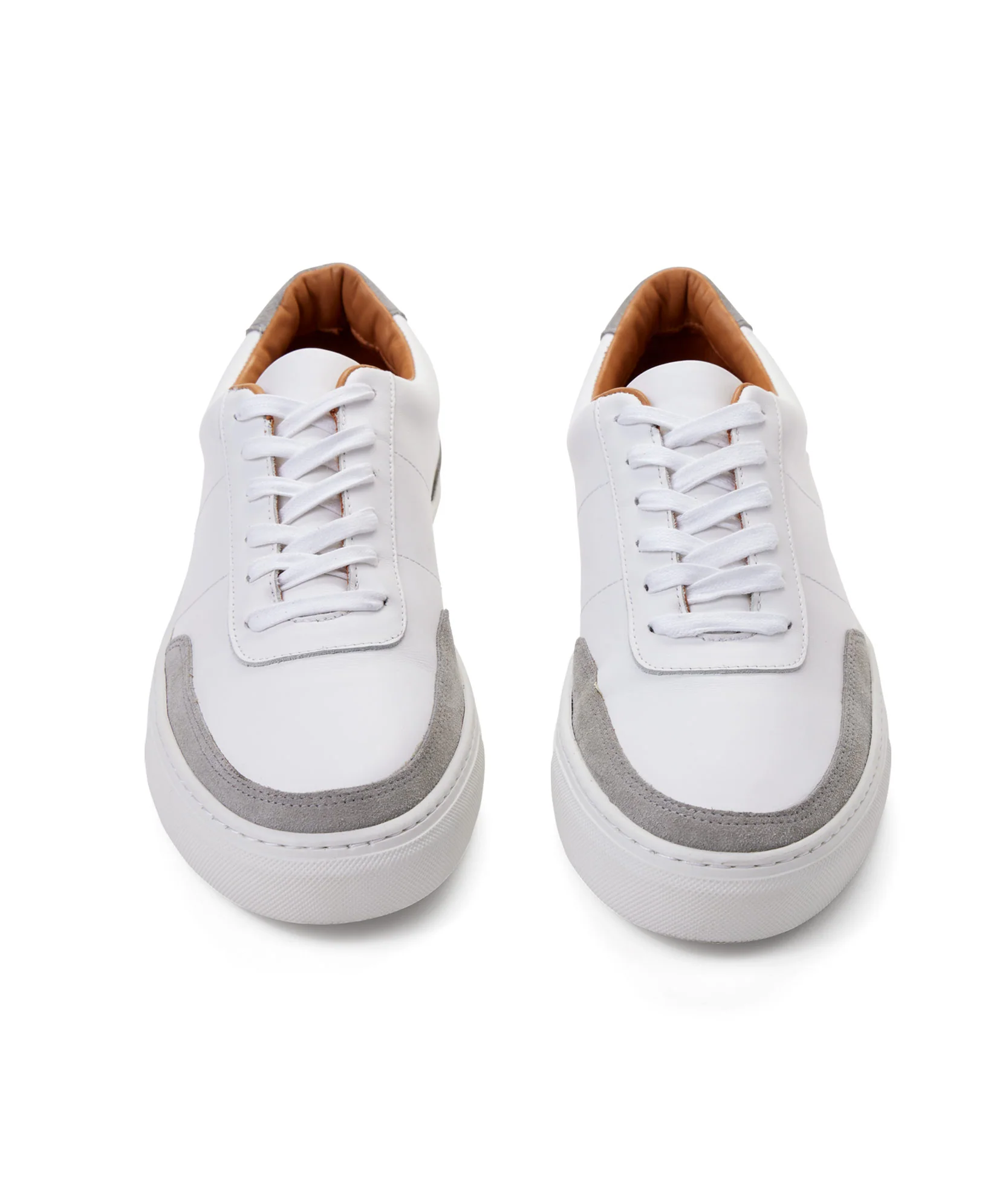 Contrast Leather Lace-Up Sneakers - Image 4