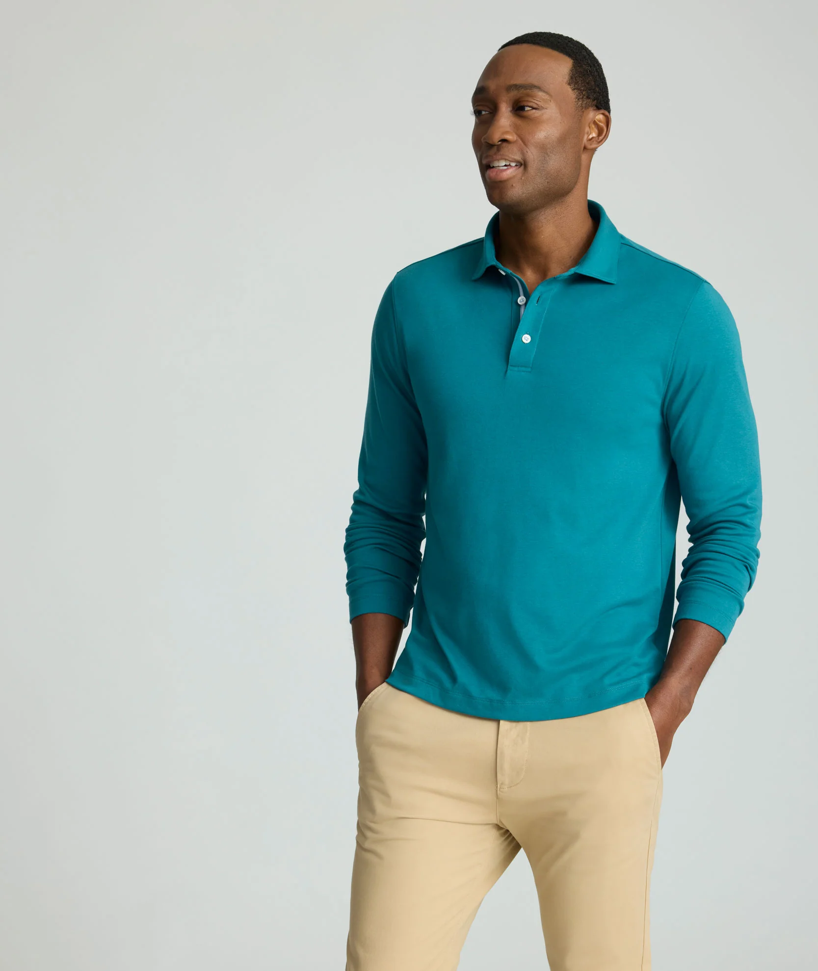 Wrinkle-Free Damaschino Long-Sleeve Polo - FINAL SALE - Image 5