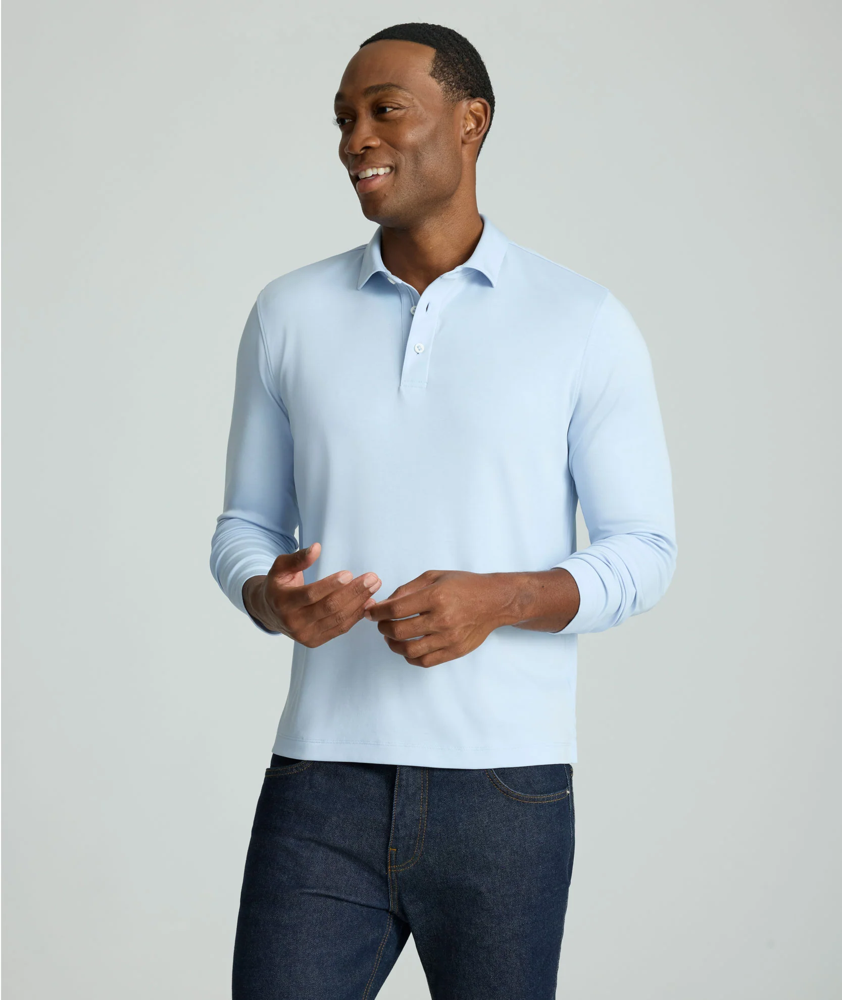 Wrinkle-Free Damaschino Long-Sleeve Polo - Image 5