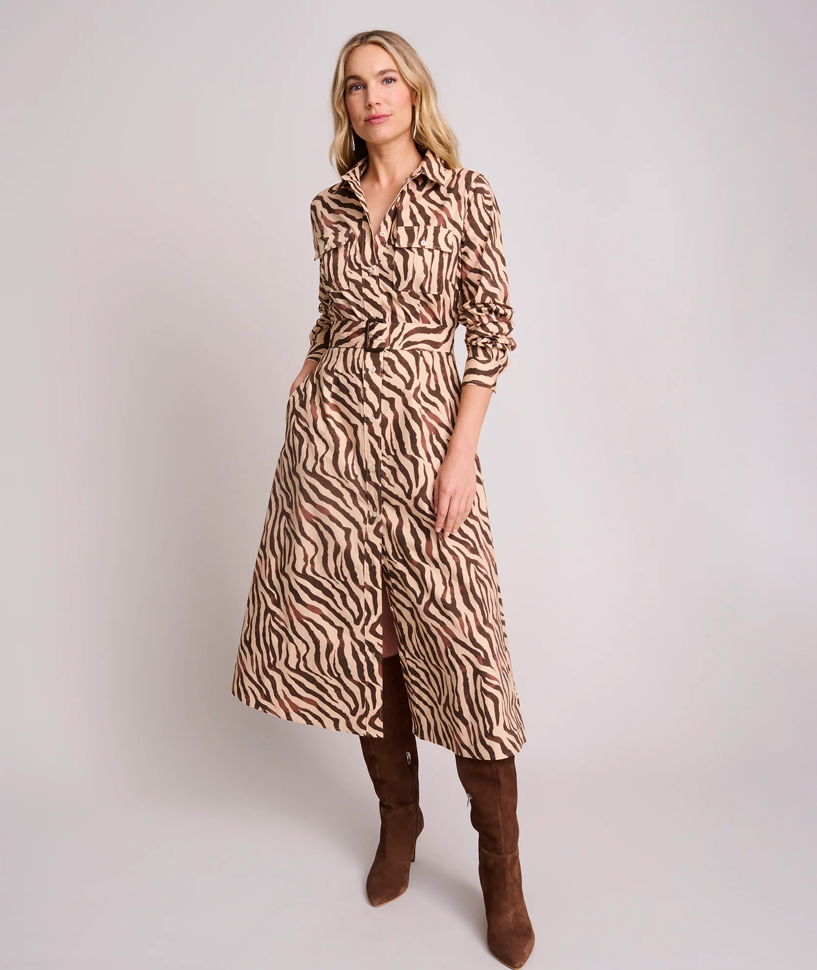 Stretch Cotton Safari Print Elise Shirt Dress - Image 2
