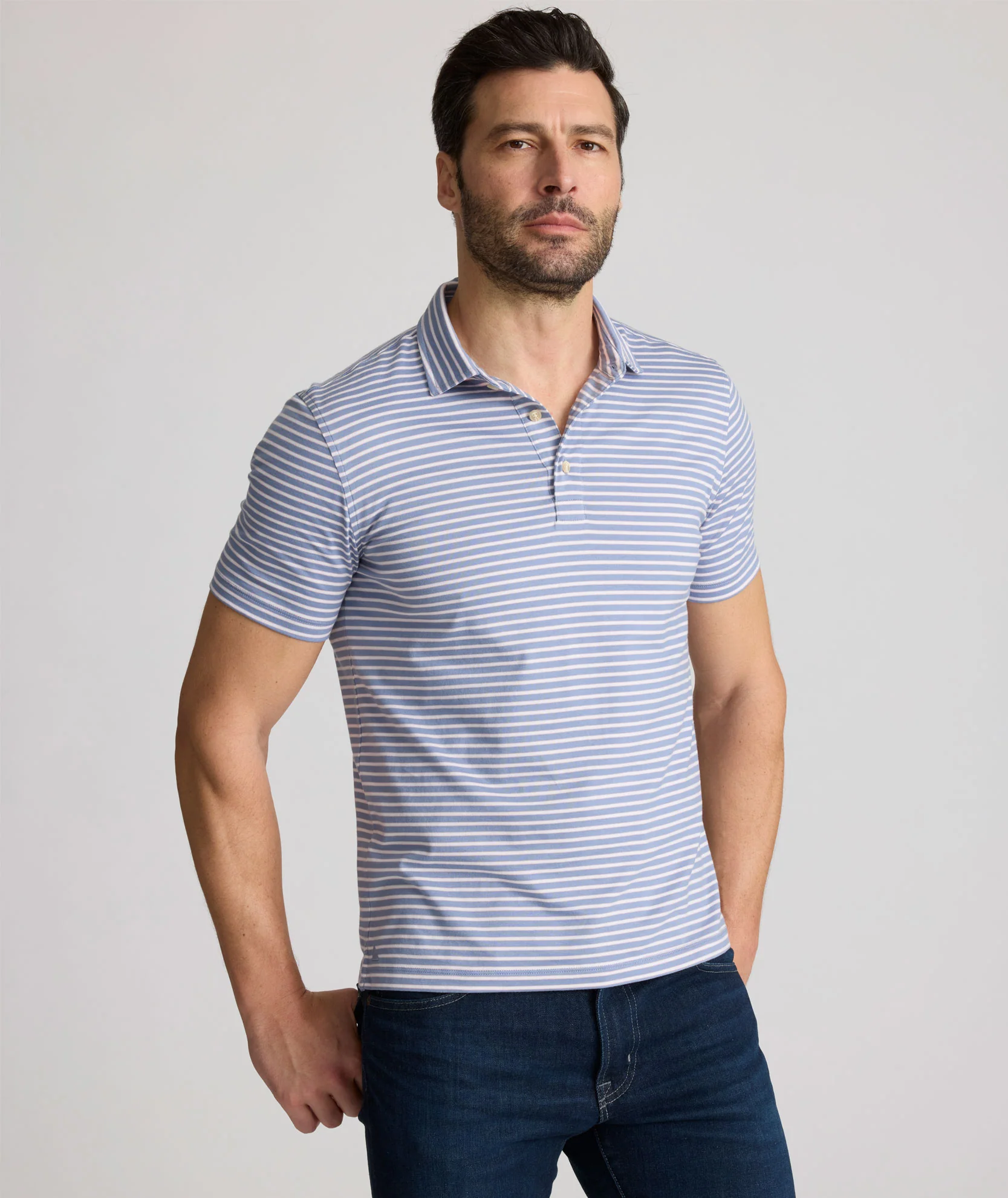 Striped Jersey Performance Polo - FINAL SALE - Image 3