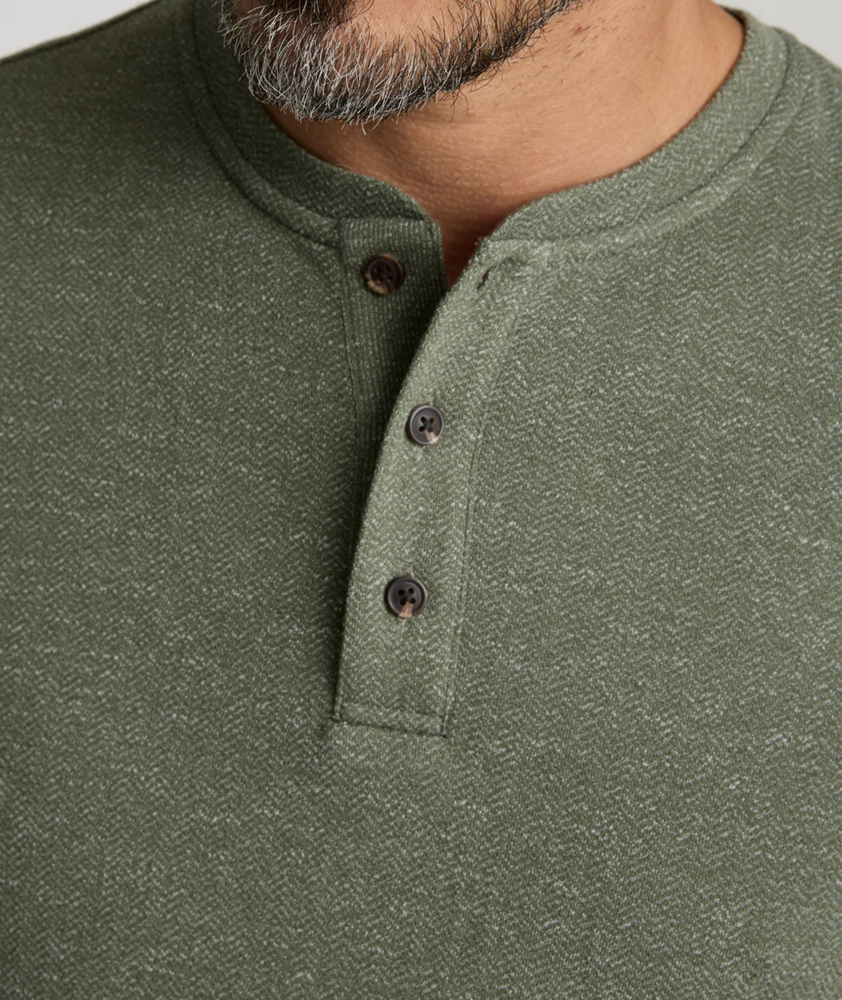 Stretch Cotton Herringbone Henley - FINAL SALE - Image 3