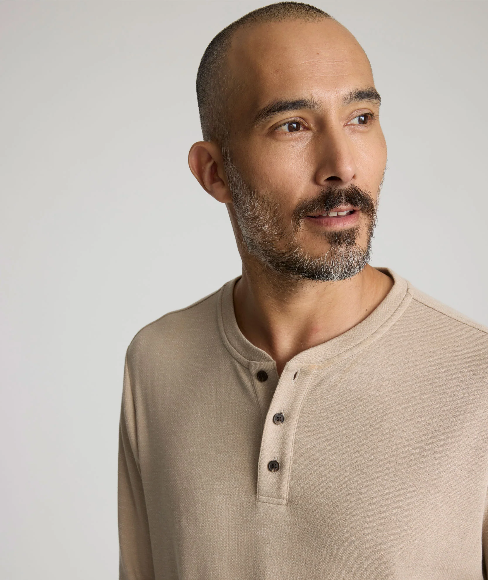 Stretch Cotton Herringbone Henley - FINAL SALE - Image 2