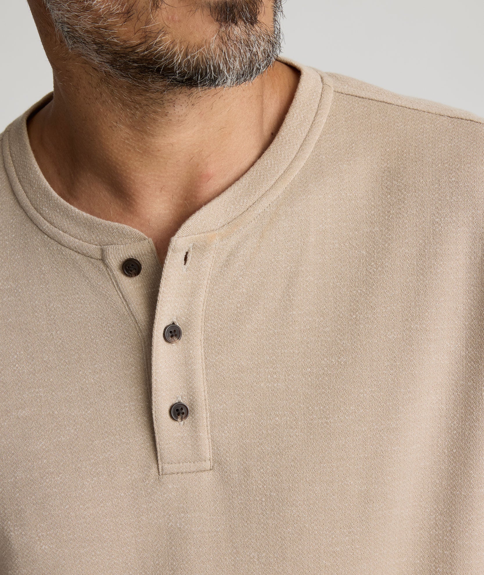 Stretch Cotton Herringbone Henley - FINAL SALE - Image 3
