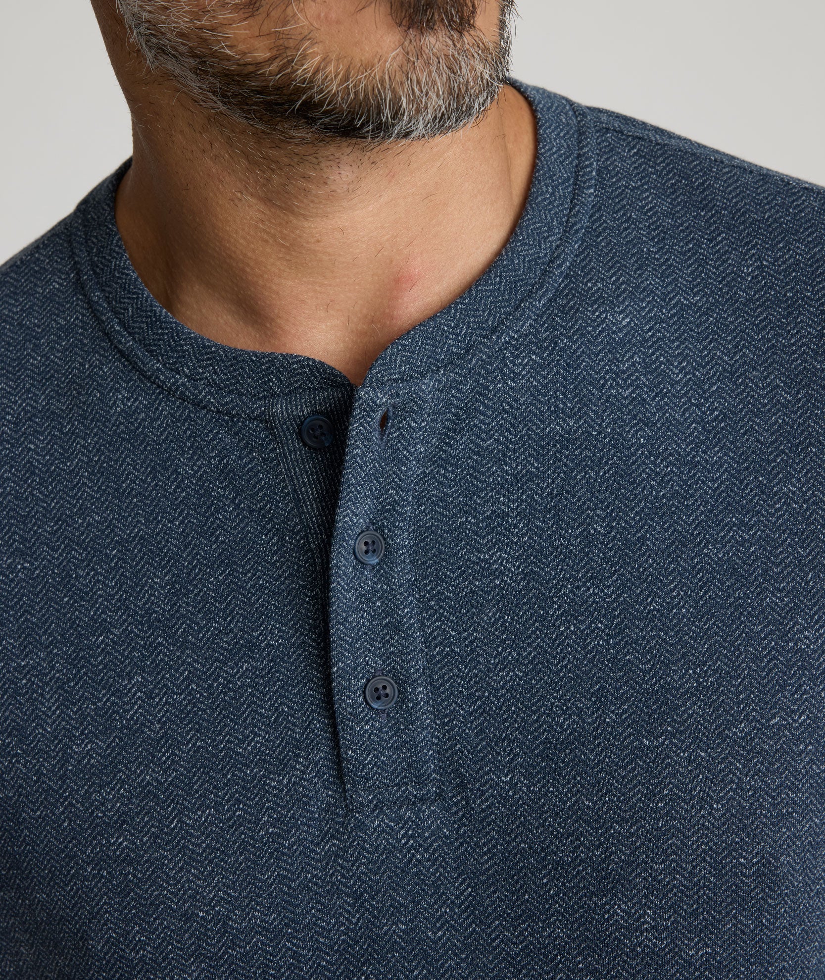Stretch Cotton Herringbone Henley - FINAL SALE - Image 2