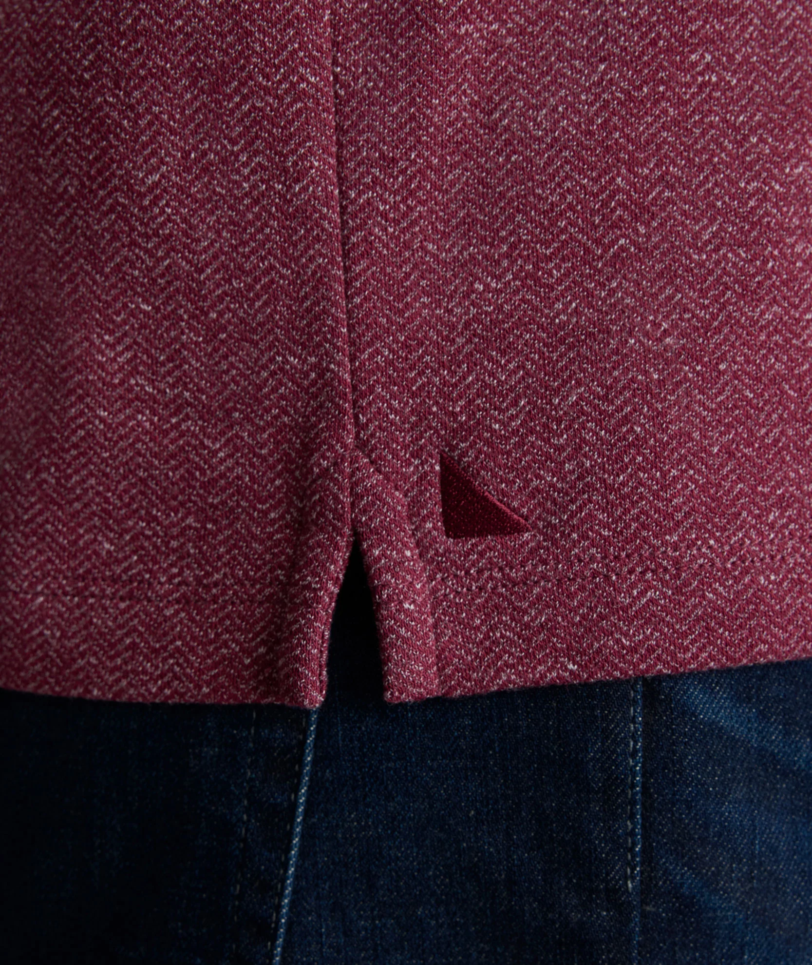 Stretch Cotton Herringbone Henley - FINAL SALE - Image 4