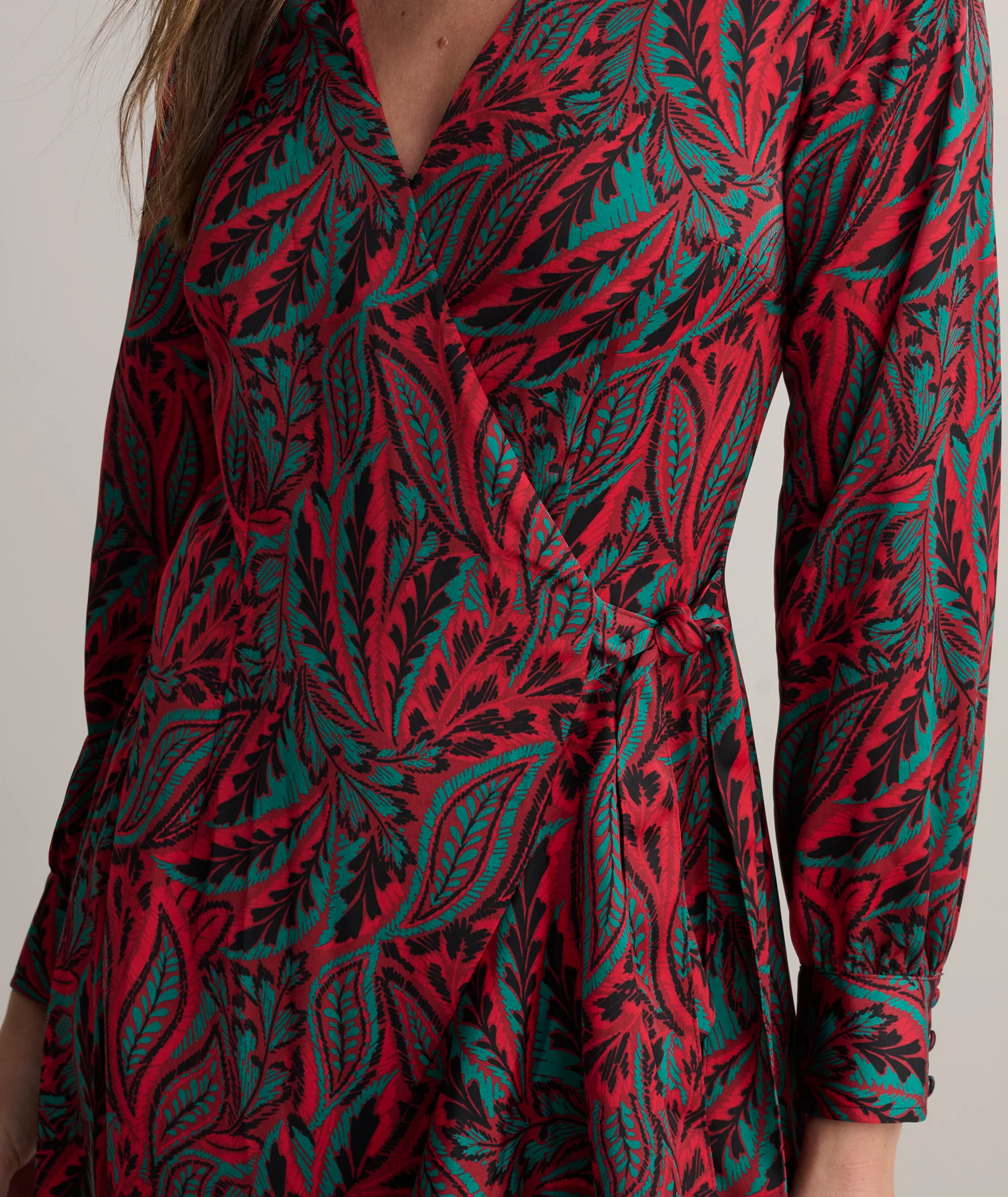 Satin Paisley Wrap Kayla Dress - Image 2