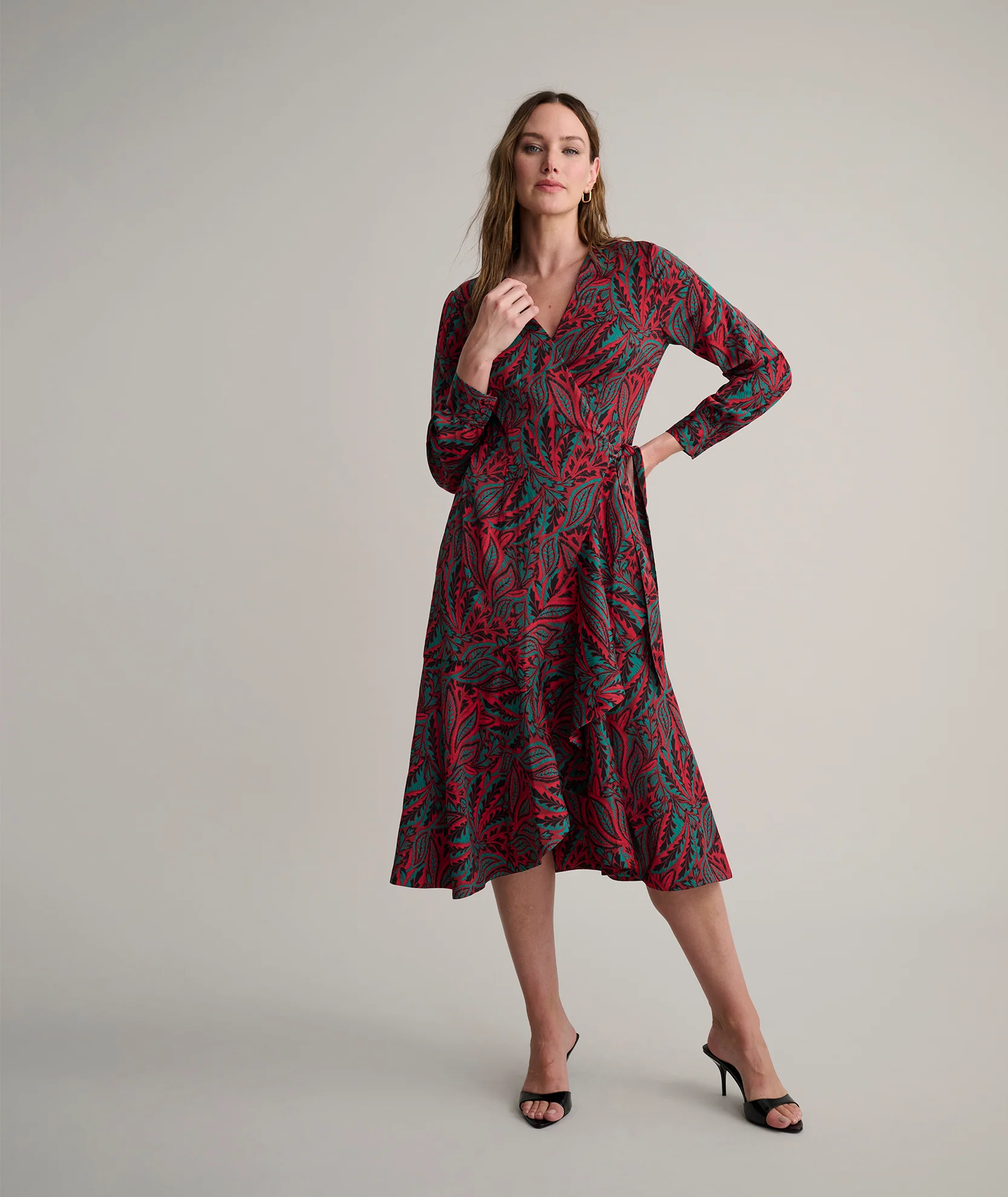Satin Paisley Wrap Kayla Dress - Image 3