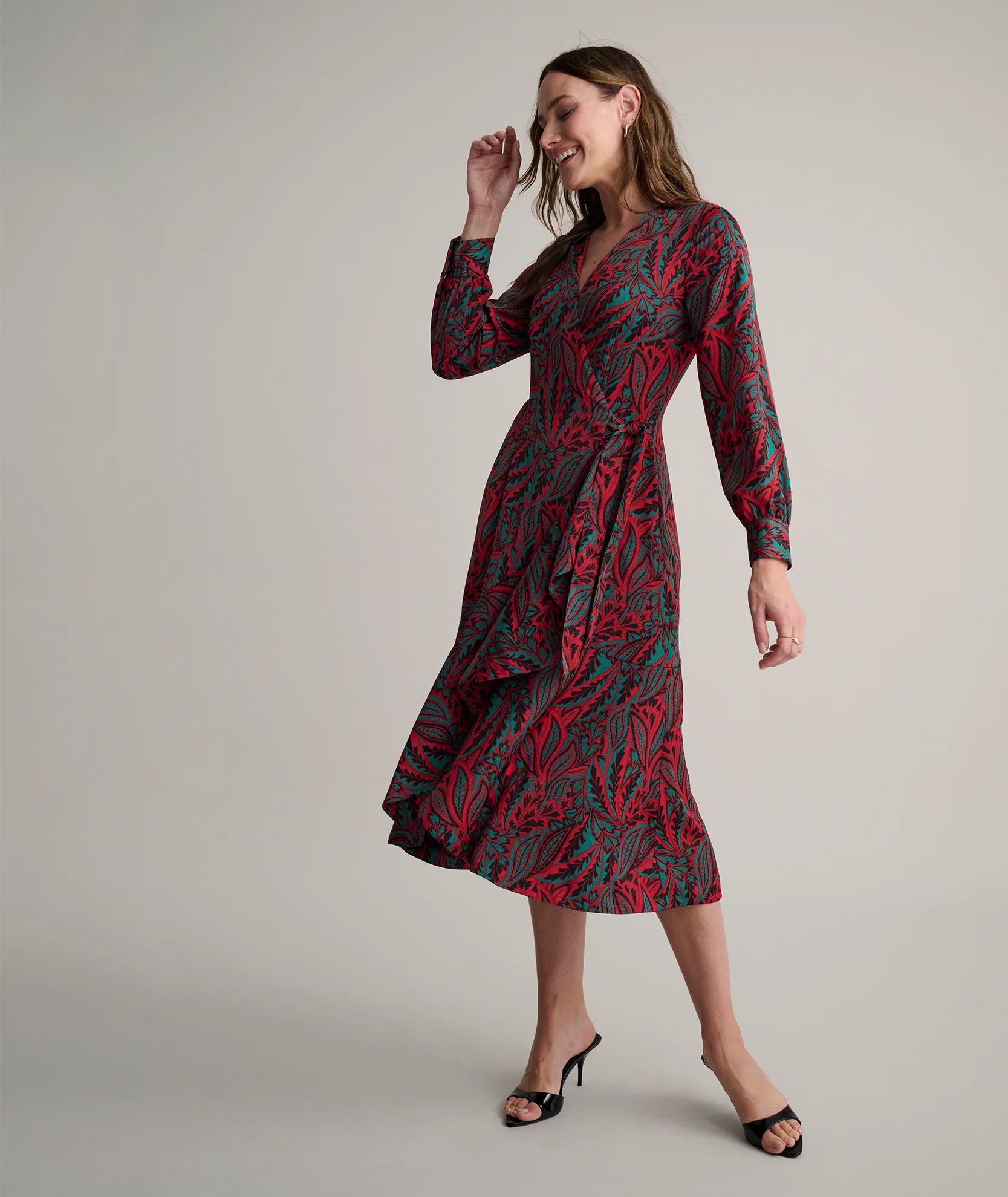 Satin Paisley Wrap Kayla Dress - Image 4