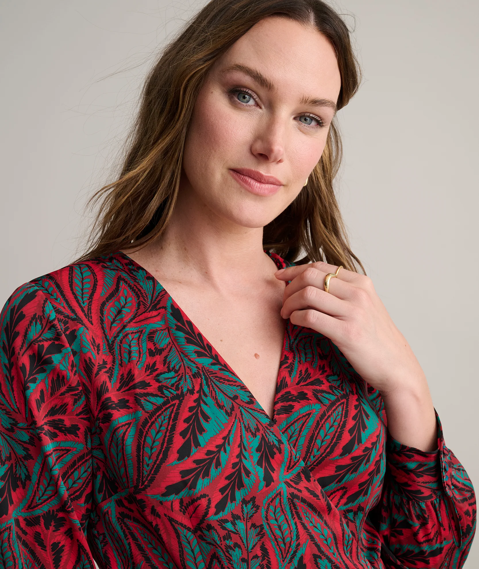 Satin Paisley Wrap Kayla Dress - Image 6