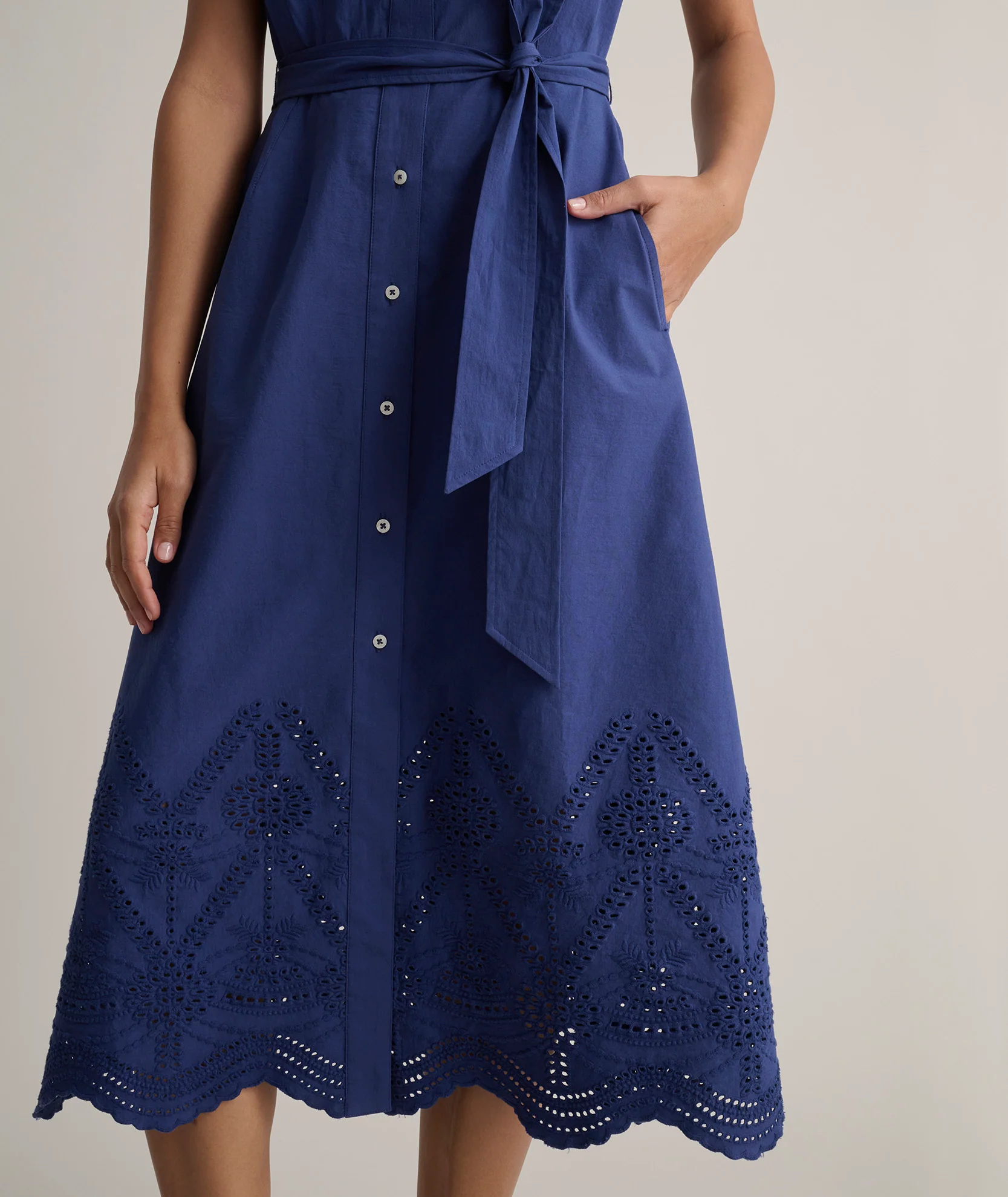 Stretch Cotton Eyelet Lillian Midi Shirt Dress - Image 4