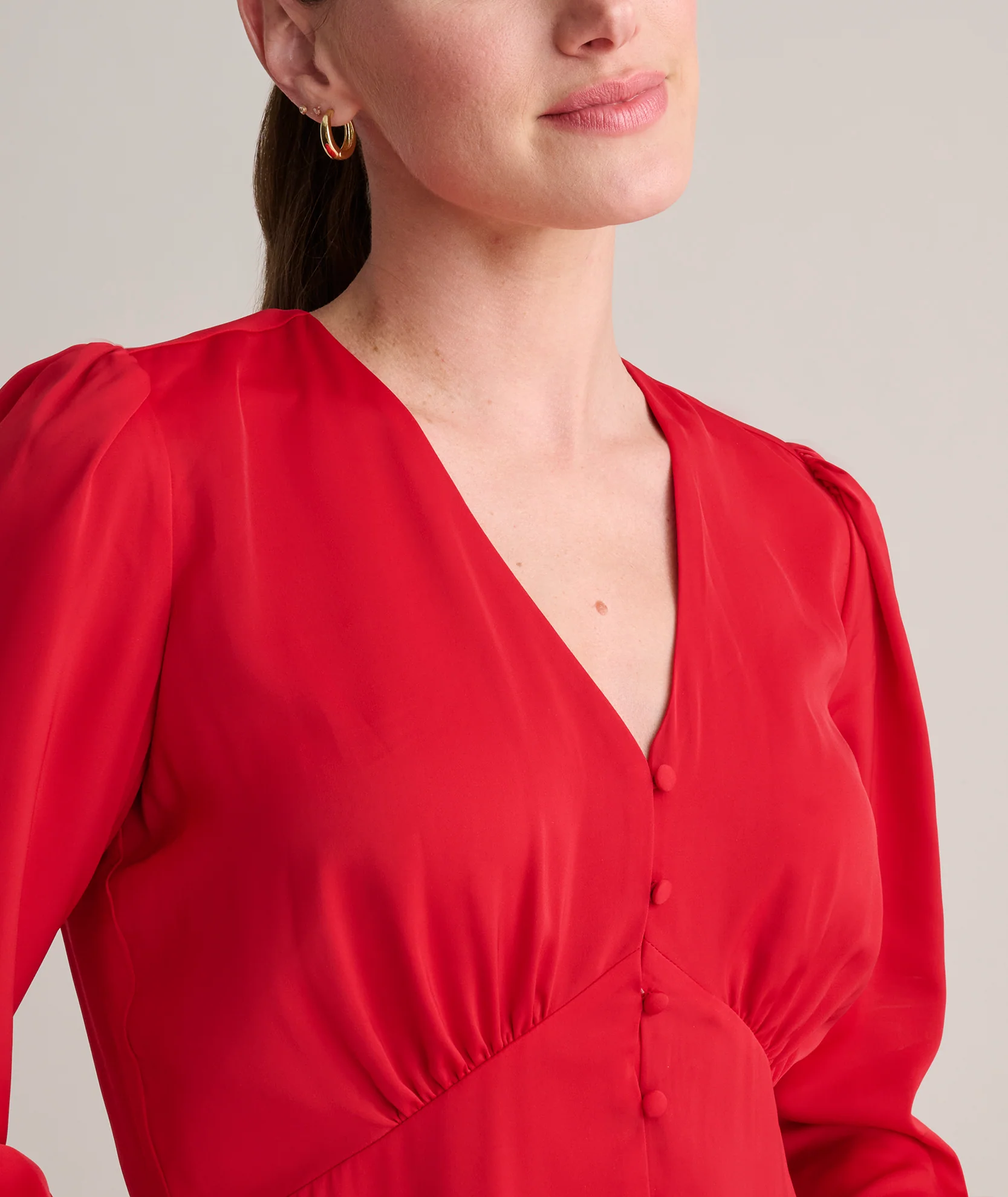 Satin V-Neck Malorie Dress - Image 2