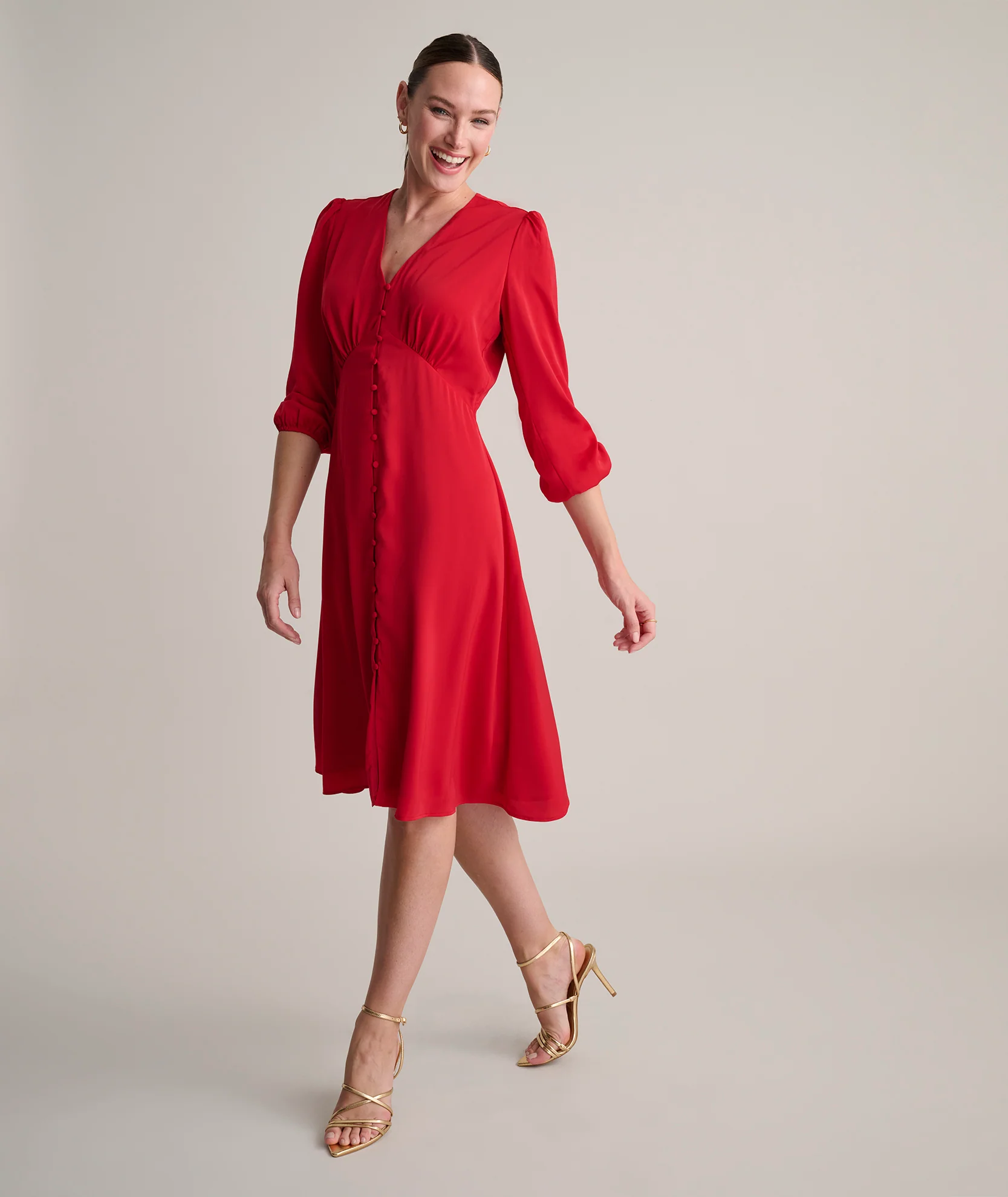 Satin V-Neck Malorie Dress - Image 3
