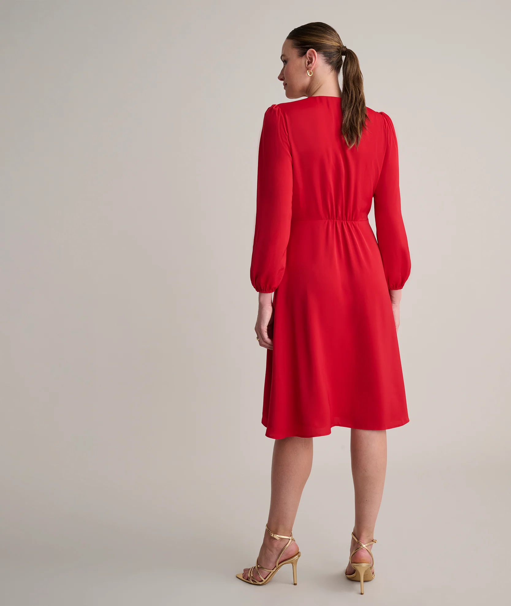 Satin V-Neck Malorie Dress - Image 4