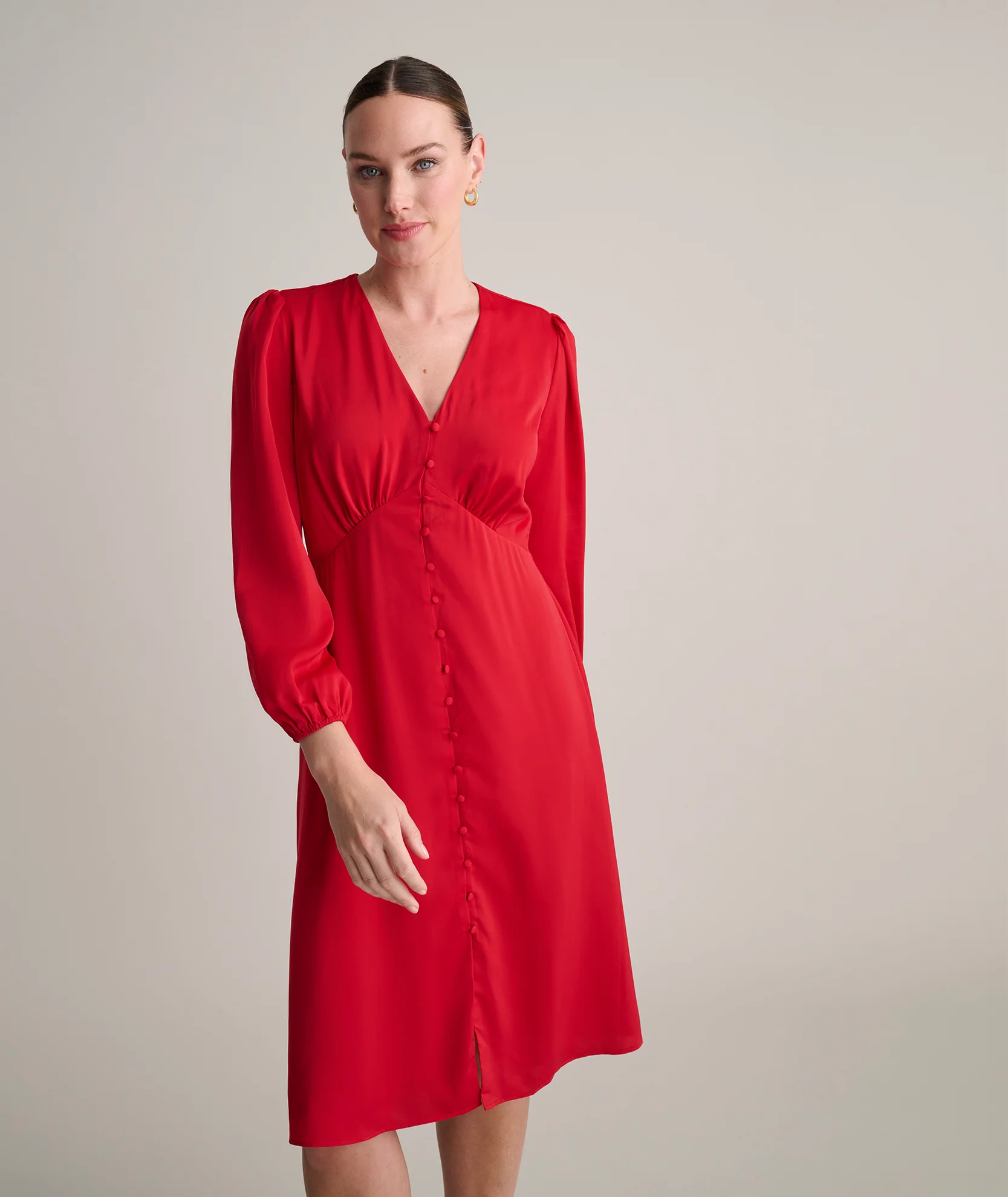 Satin V-Neck Malorie Dress - Image 5