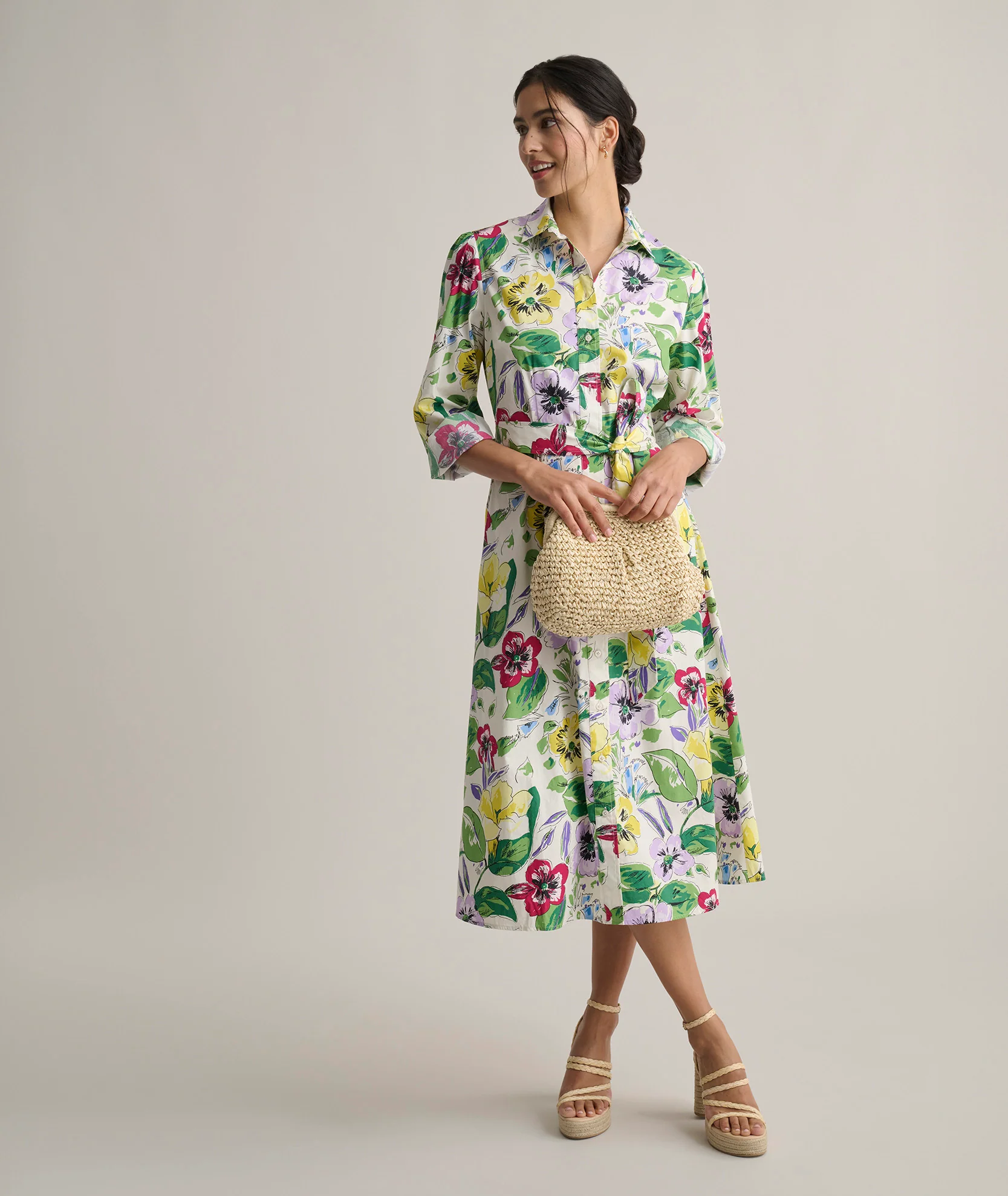 Stretch Cotton Floral Mariah Shirt Dress - Image 3