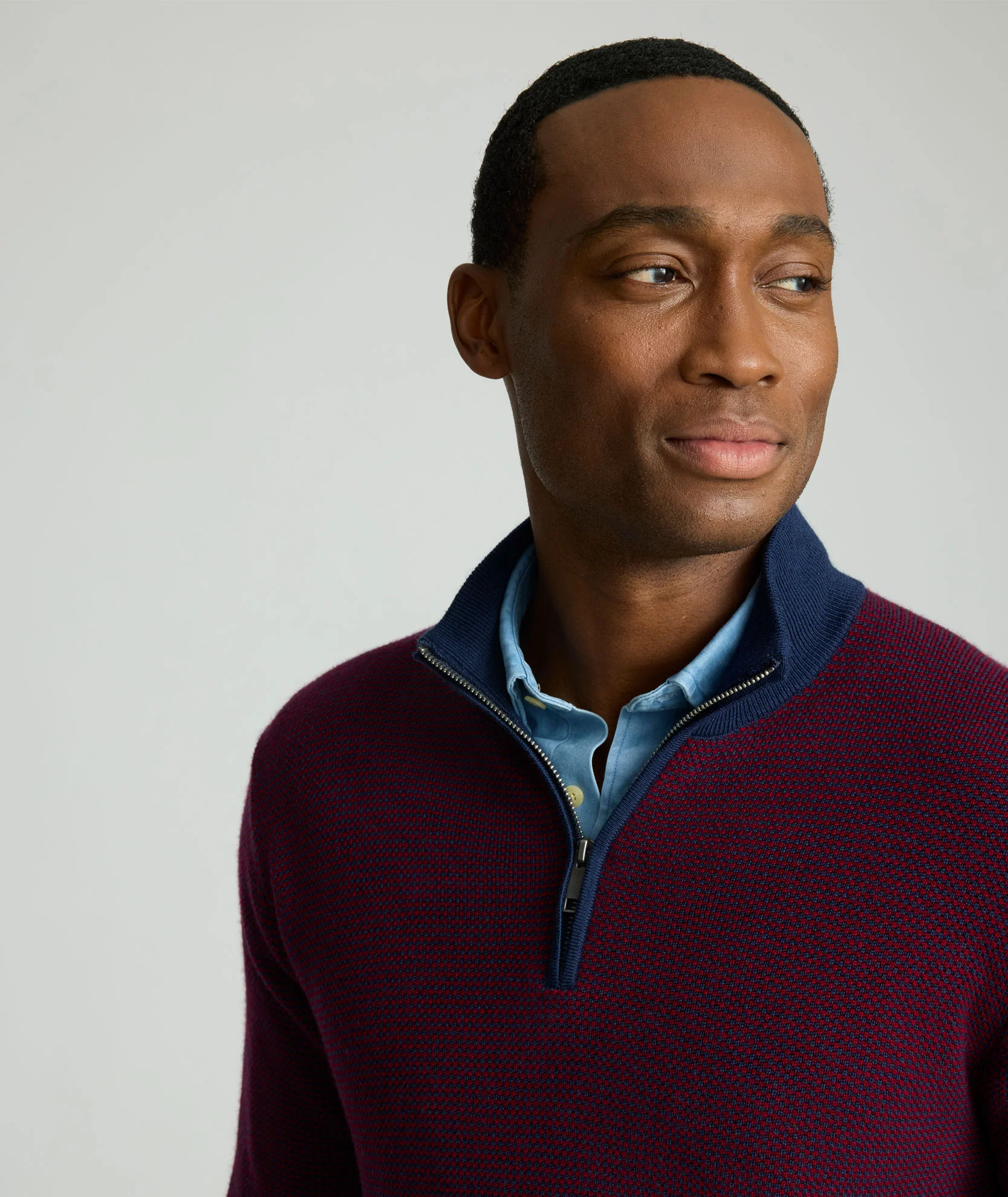 Textured Merino Wool Quarter-Zip Sweater - Image 2