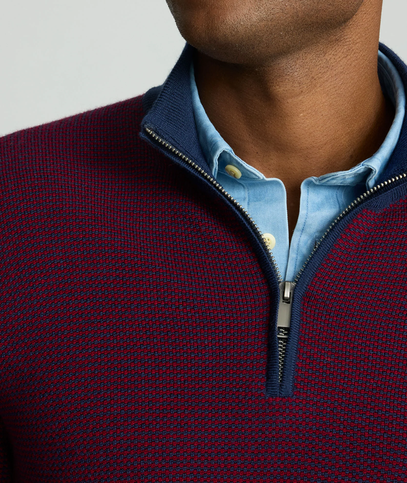 Textured Merino Wool Quarter-Zip Sweater - Image 3