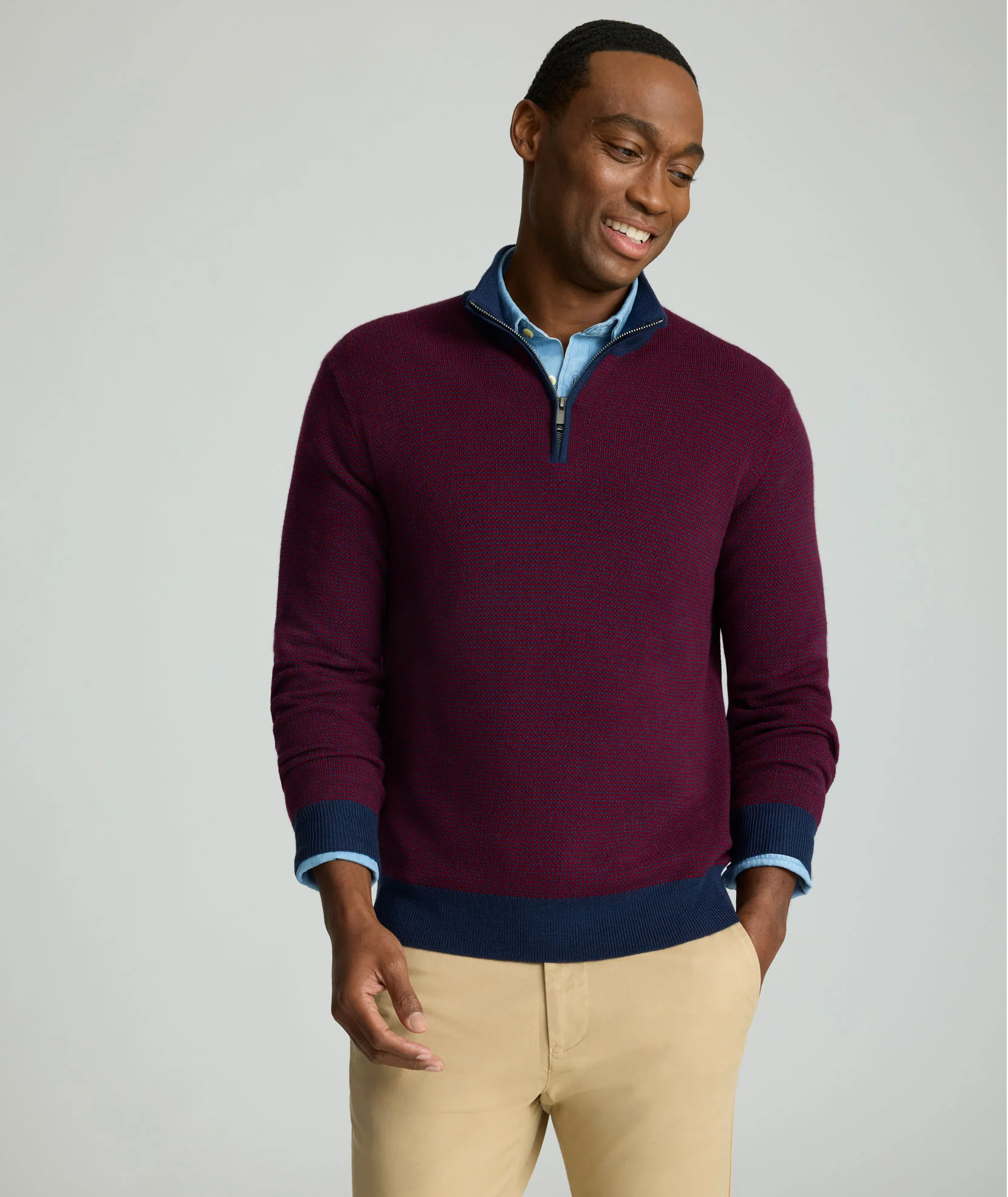 Textured Merino Wool Quarter-Zip Sweater - Image 5