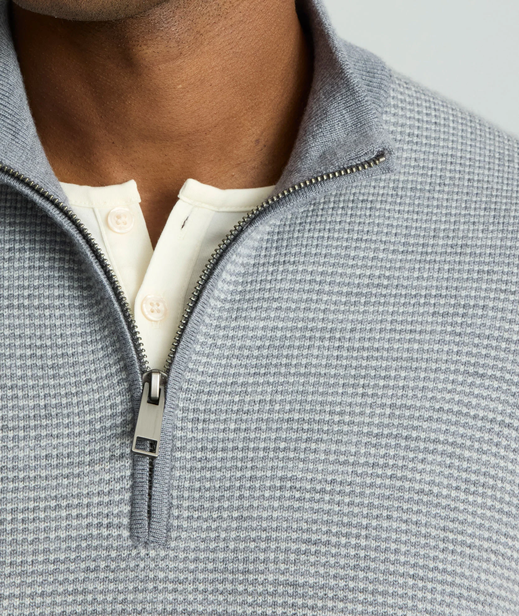 Textured Merino Wool Quarter-Zip Sweater - Image 3