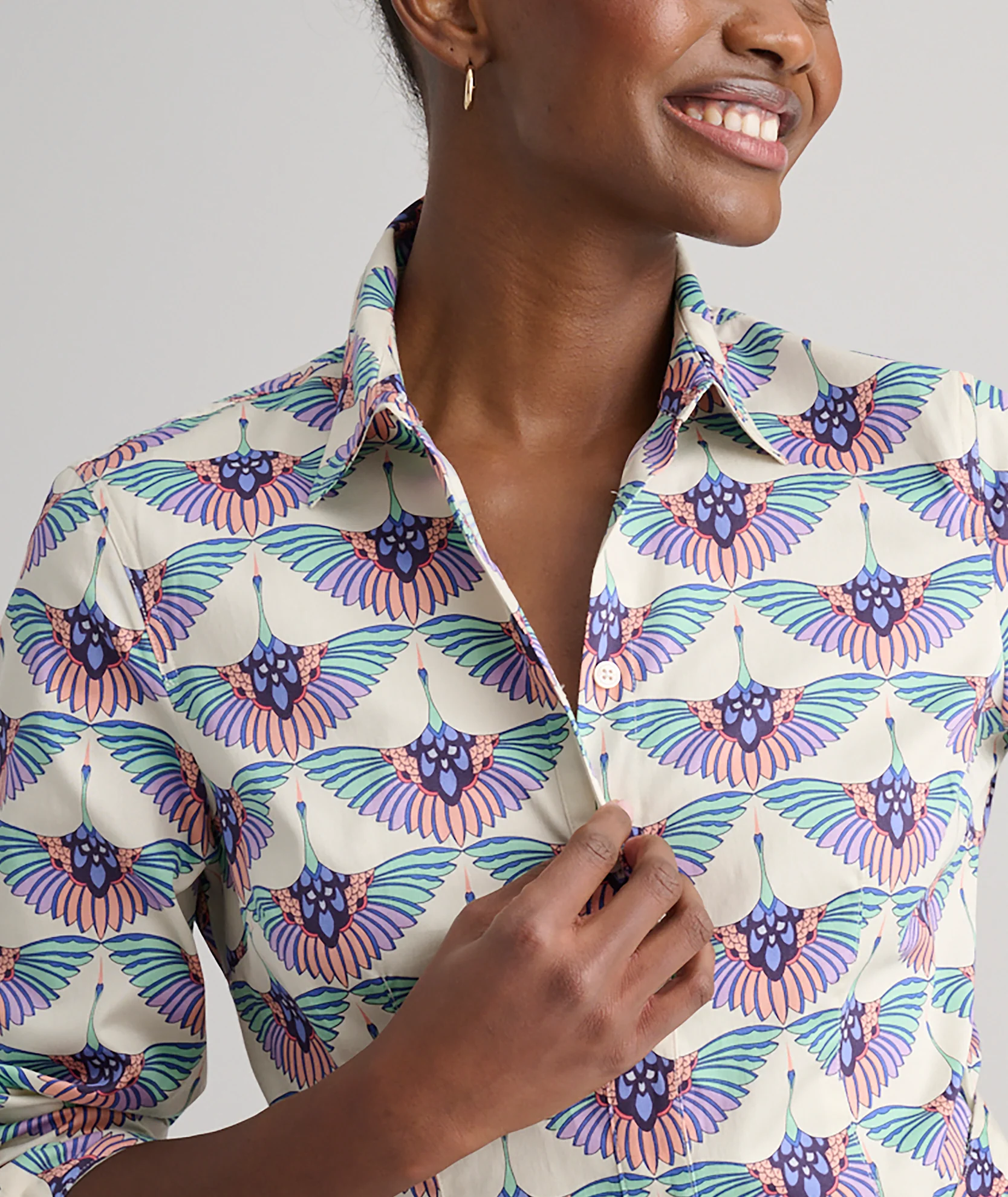 Stretch Cotton Midi Peyton Shirtdress - Image 3