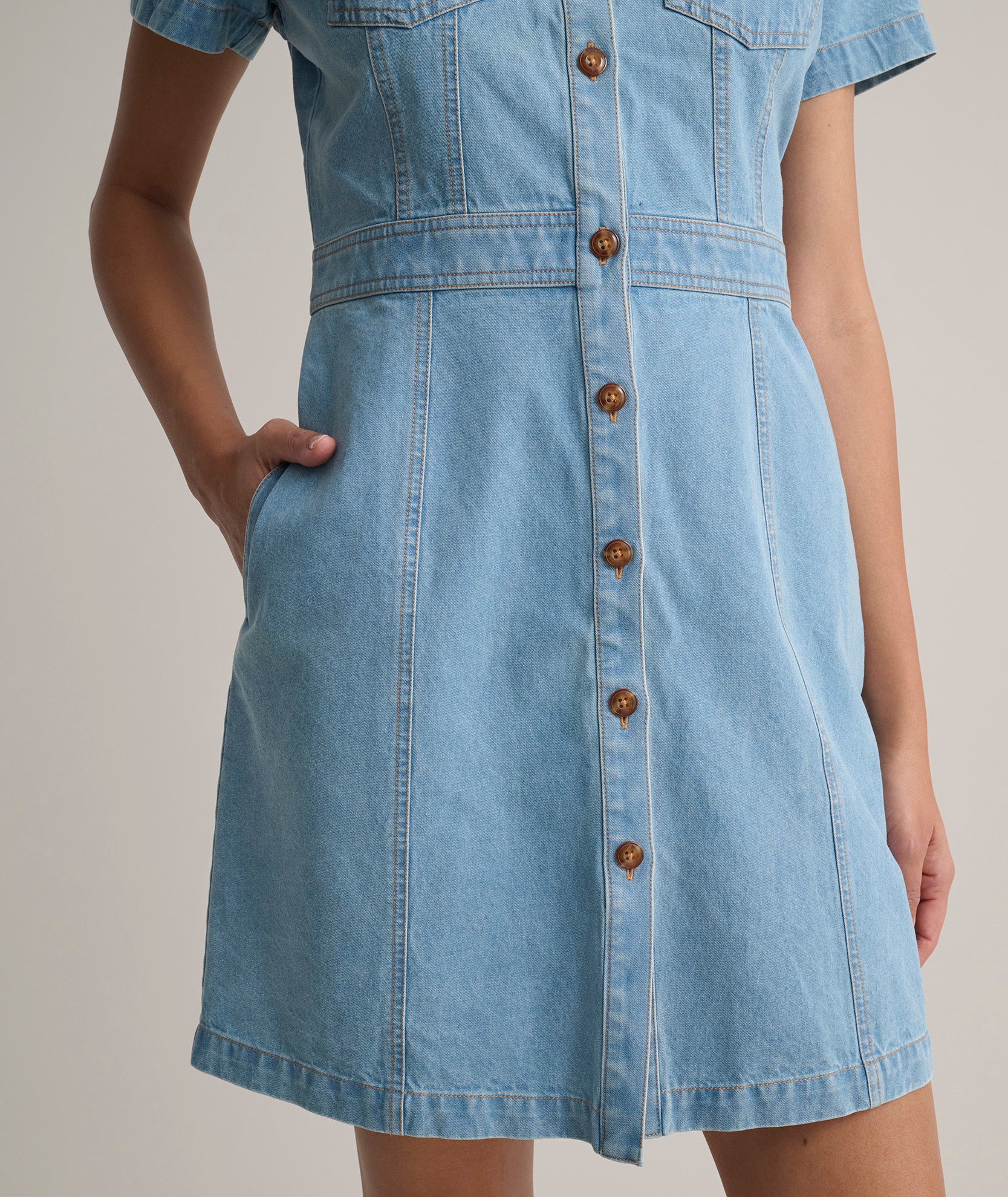 Denim Short-Sleeve Renee Shirtdress - Image 5