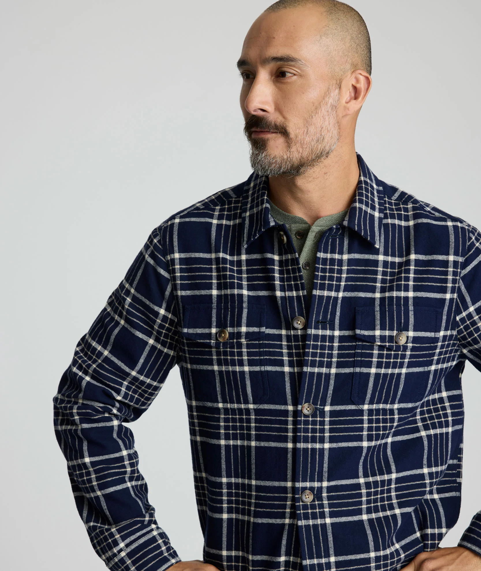 Plaid Herringbone Overshirt - Image 2