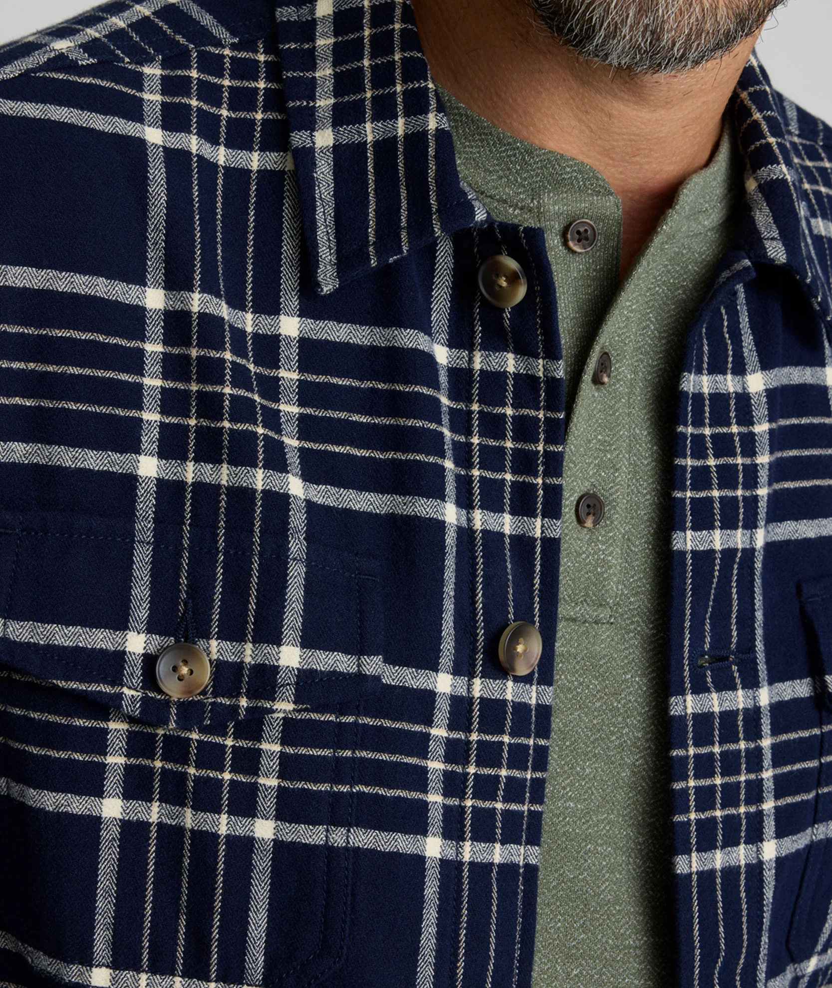 Plaid Herringbone Overshirt - Image 3